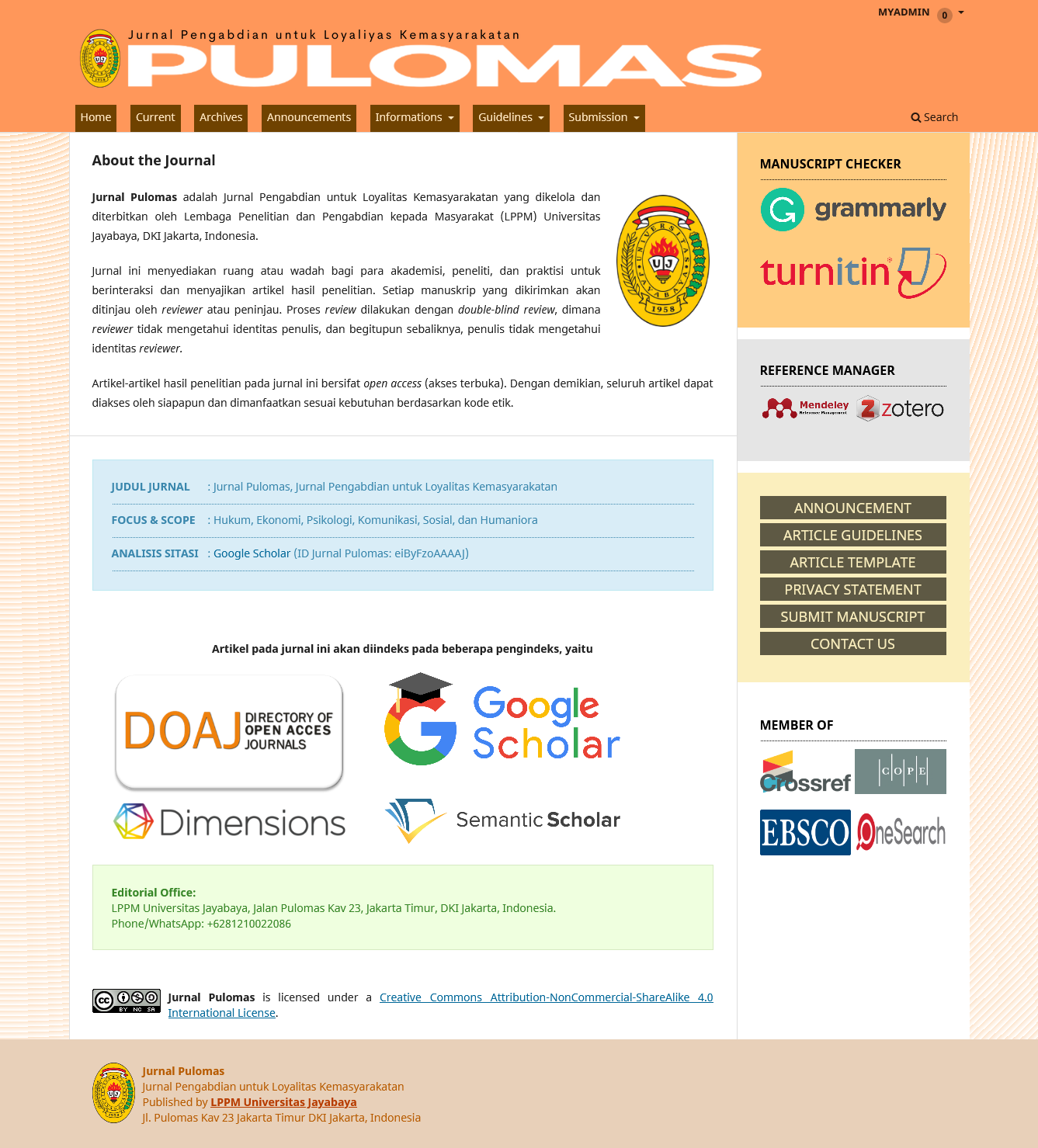 Jurnal Pulomas - Universitas Jayabaya