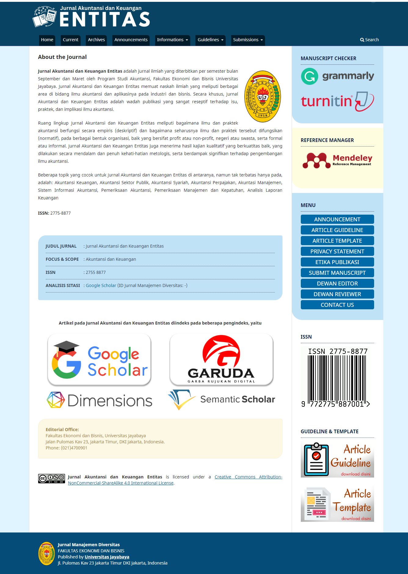 Jurnal Akuntansi dan Keuangan Entitas - Universitas Jayabaya